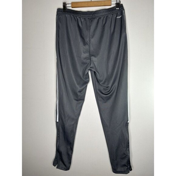 Adidas Drawstring Track Pants Mens Gray Stripes Zipper Pockets Size Large - Picture 8 of 15